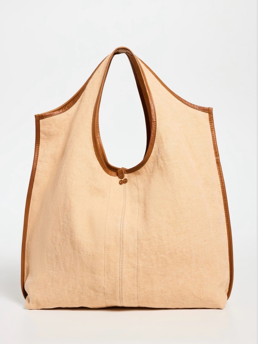 Jerome Dreyfuss Beige Canvas Tote with Brown Trim